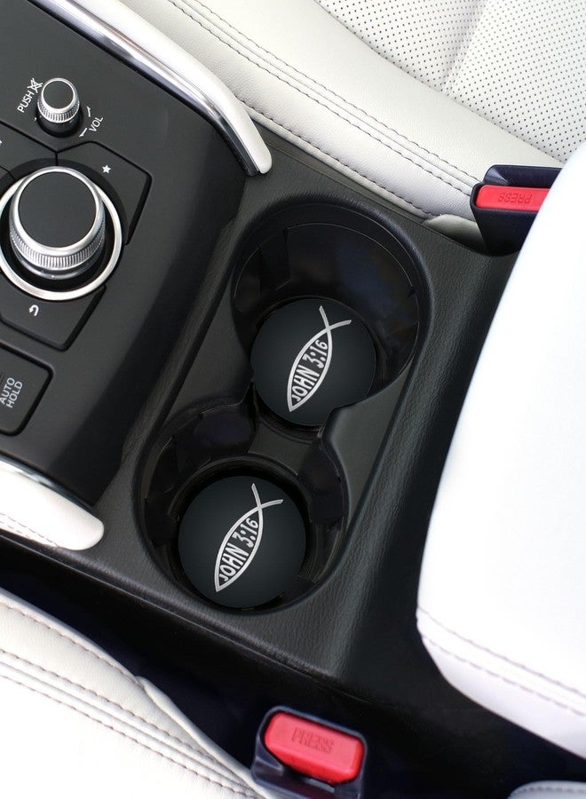 Elektroplate Christian Jesus Fish John 3:16 Bible Verse Automotive Ceramic Coasters (2.6" Diameter) | Universal Fit for All Cars, Trucks, SUVs, and More | Absorbent Non-Slip Durable | Set of 2 - Image 2